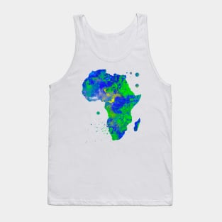 Africa Watercolor Map Painting - Green and Blue Tank Top